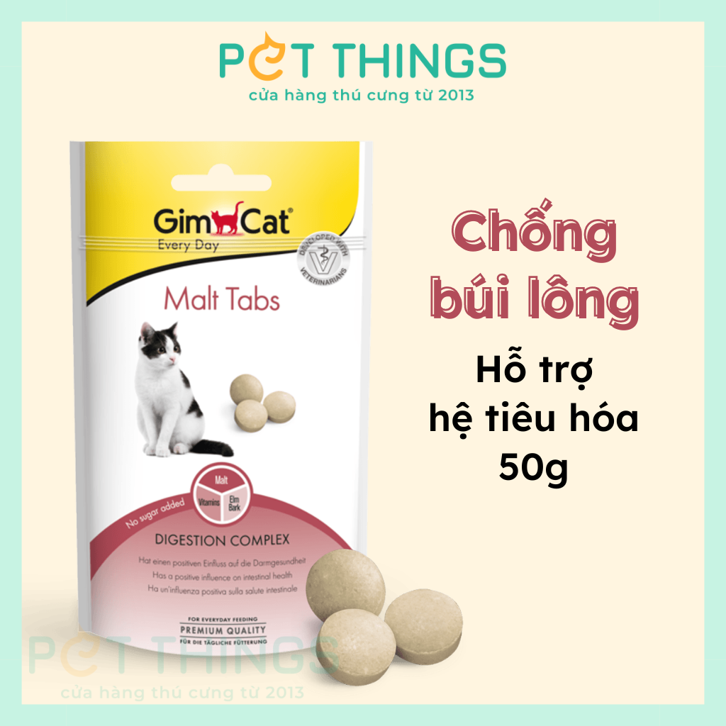 Gimcat Every Day Malt Tabs Bánh Thưởng Hỗ Trợ Tiêu Búi Lông Cho Mèo 40g