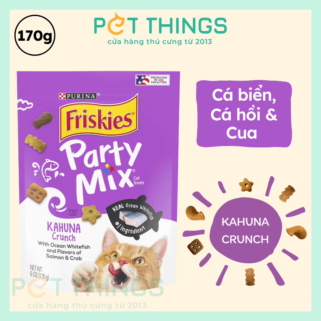 Bánh Thưởng Cho Mèo Friskies Party Mix Kahuna 170g, Mỹ