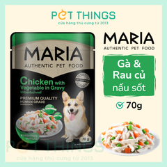 Thức ăn ướt / Pate chó Maria Dog 4D Chicken & Vegetable in Gravy 70g