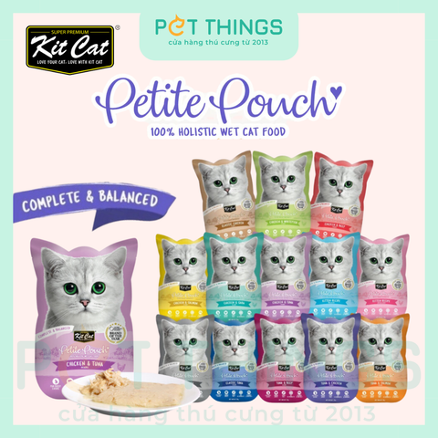 Kit Cat Petite Pouch in Aspic Thức ăn cho Mèo Thịt Nấu Kèm Nước Hầm Xương70g