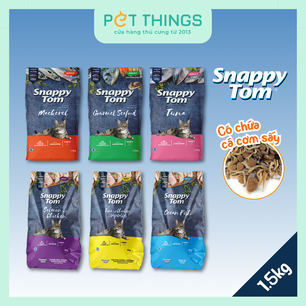 Snappy Tom Thức Ăn Hạt Cho Mèo Với Cá Cơm Sấy Khô