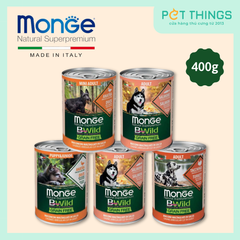 Thức Ăn Ướt Cho Chó Monge BWild Thịt Nấu Sốt, Lon 400g