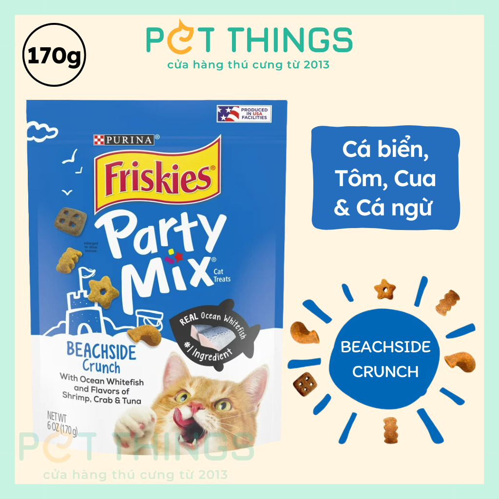 Bánh Thưởng Cho Mèo Friskies Party Mix Beachside Crunch 170g, Mỹ
