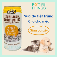 Sữa dê tiệt trùng pha sẵn cho chó mèo Pet8 Sterilised Goat Milk 245ml