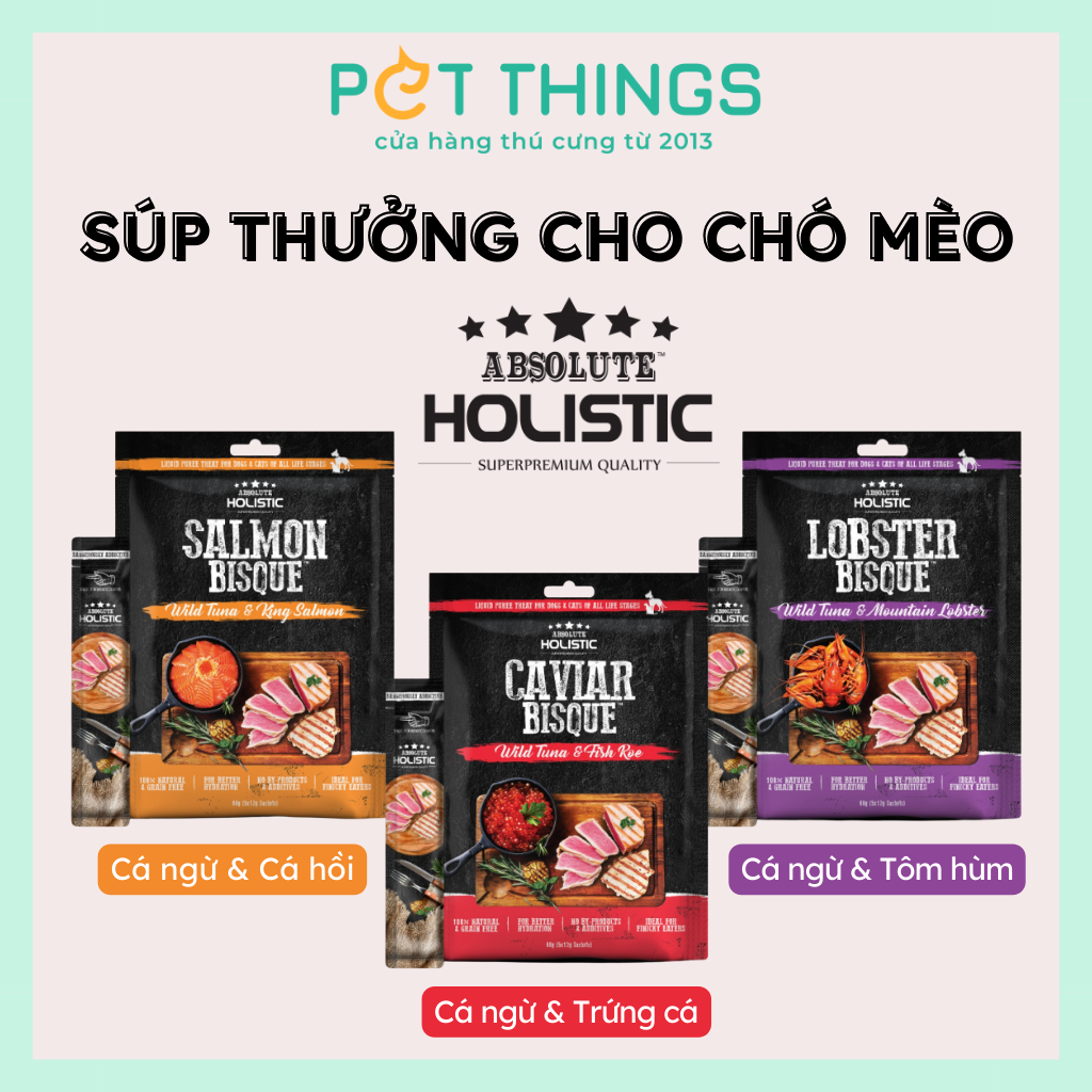 Súp Thưởng Cho Chó Mèo Absolute Holistic Bisque Liquid Puree Treat 60g