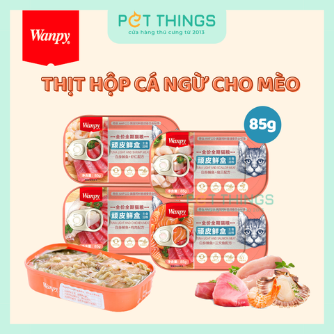 Pate thịt hộp cho Mèo Cá Ngừ Wanpy Cat Naughty Fresh Box 85g