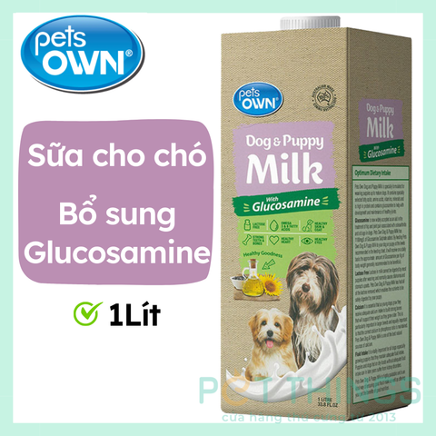 Sữa pha sẵn Pets Own Dog & Puppy Milk cho chó bổ sung Glucosamine 1L