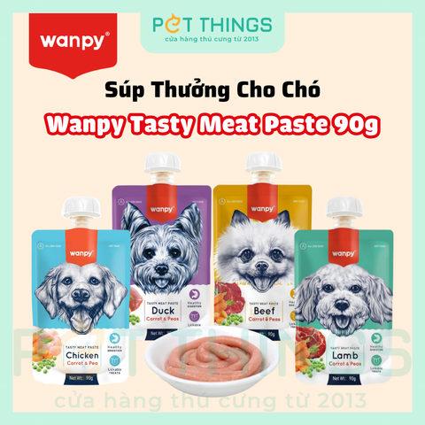 Wanpy Dog Tasty Meat Paste - Súp Thưởng Nắp Vặn Cho Chó 90g