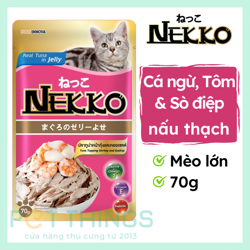 Pate mèo Nekko Tuna top Shrimp & Scallop 70g