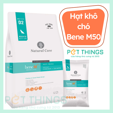 Hạt khô cho chó nuôi trong nhà Natural Core Bene M50 Indoor Canine Gà và Cá hồi