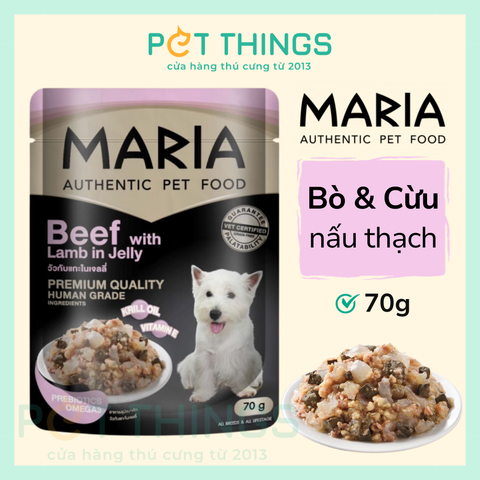 Thức ăn ướt / Pate chó Maria Dog 11D Beef with Lamb in Jelly 70g