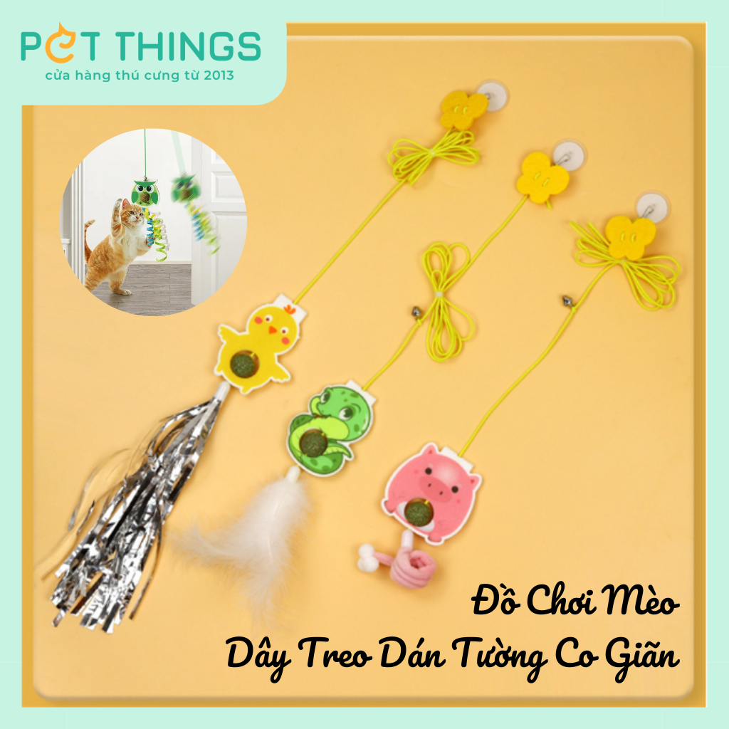 Đồ Chơi Dây Treo Co Giãn Dán Tường Cho Mèo