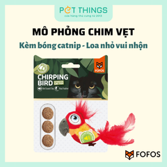 FOFOS Chirping Bird - Đồ chơi con vẹt (có tiếng kèm viên catnip) cho mèo, 18*9*6cm