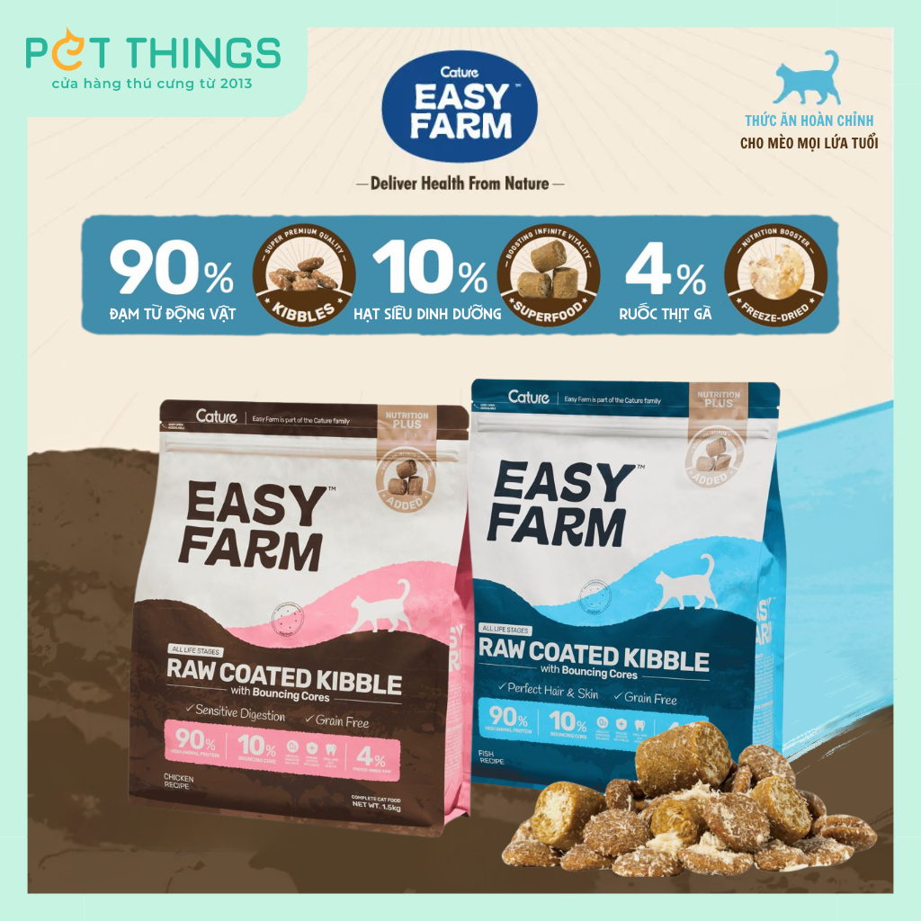Thức Ăn Hạt Cature EASY FARM Mix Thịt Sấy Cho Mèo