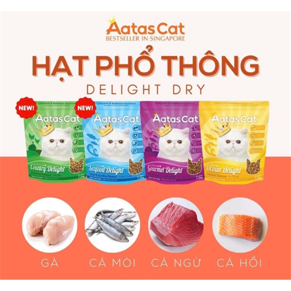 Thức ăn hạt khô Aatas Cat 1.2kg Delight Dry Food