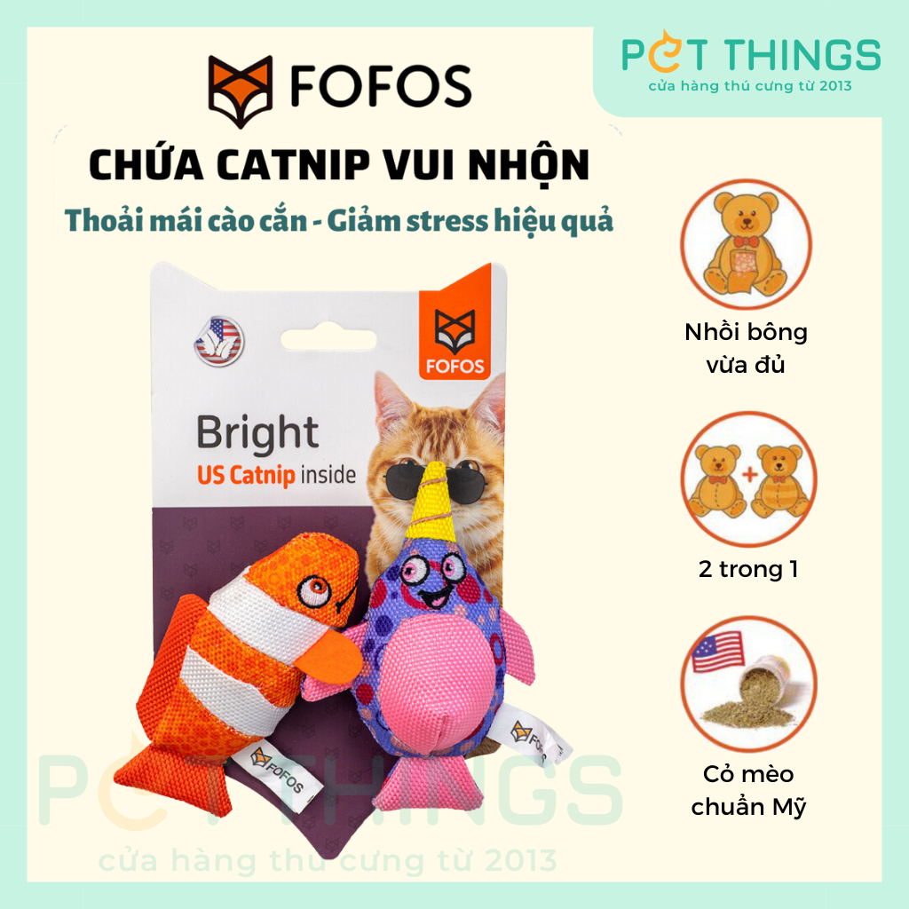 FOFOS Bright Us Catnip Toys - Đồ Chơi Hình Cá Nhồi Catnip Cho Mèo