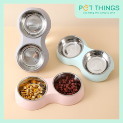 Bộ Chén Đôi Nhựa + Inox Tròn Pastel