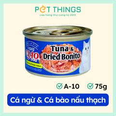 Pate cho mèo CIAO A-10 White meat Tuna with Dried Bonito in jelly 75g