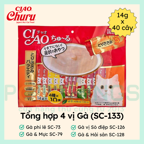 Súp Thưởng Cho Mèo CIAO Churu SC-133 Chicken Fillet Variety 14gx40pcs