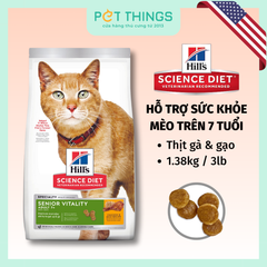 Thức Ăn Hạt Hill's Science Diet Senior Vitality Cat 7+ Hỗ Trợ Sức Khỏe Cho Mèo Trên 7 Tuổi