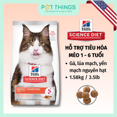 Thức Ăn Hạt Hill's Science Diet Perfect Digestion Hỗ Trợ Tiêu Hóa Cho Mèo 1-6 Tuổi