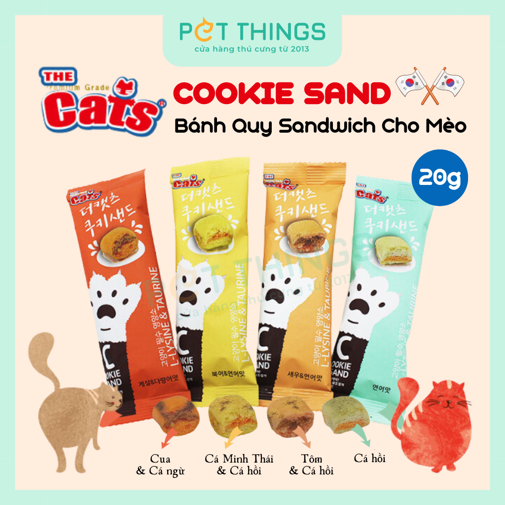 The Cats Cookie Sand Korean Cat Treats - Bánh quy sandwich Hàn Quốc cho mèo 20g
