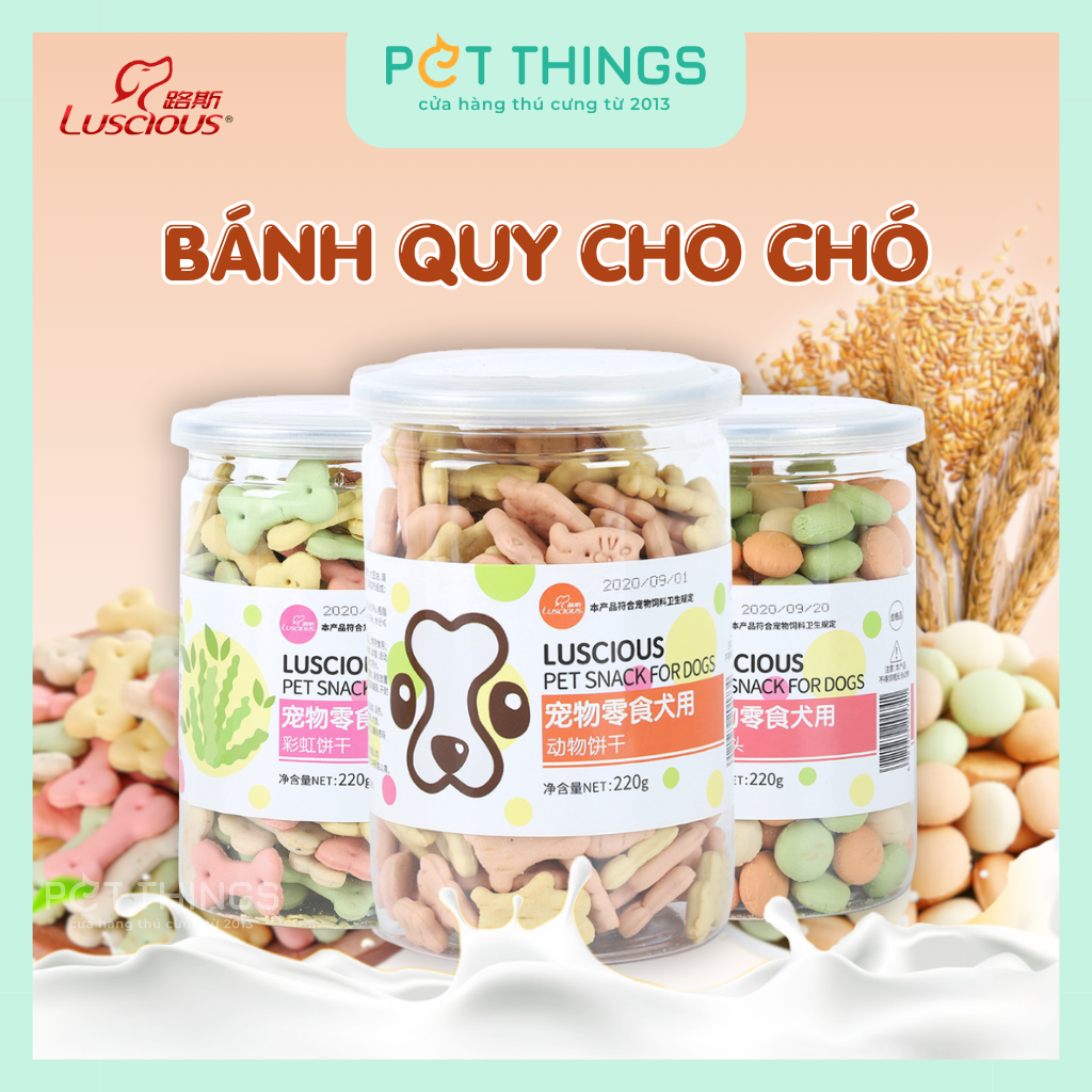 Bánh Quy Sữa Cho Chó LUSCIOUS Pet Biscuits, Hũ 220g