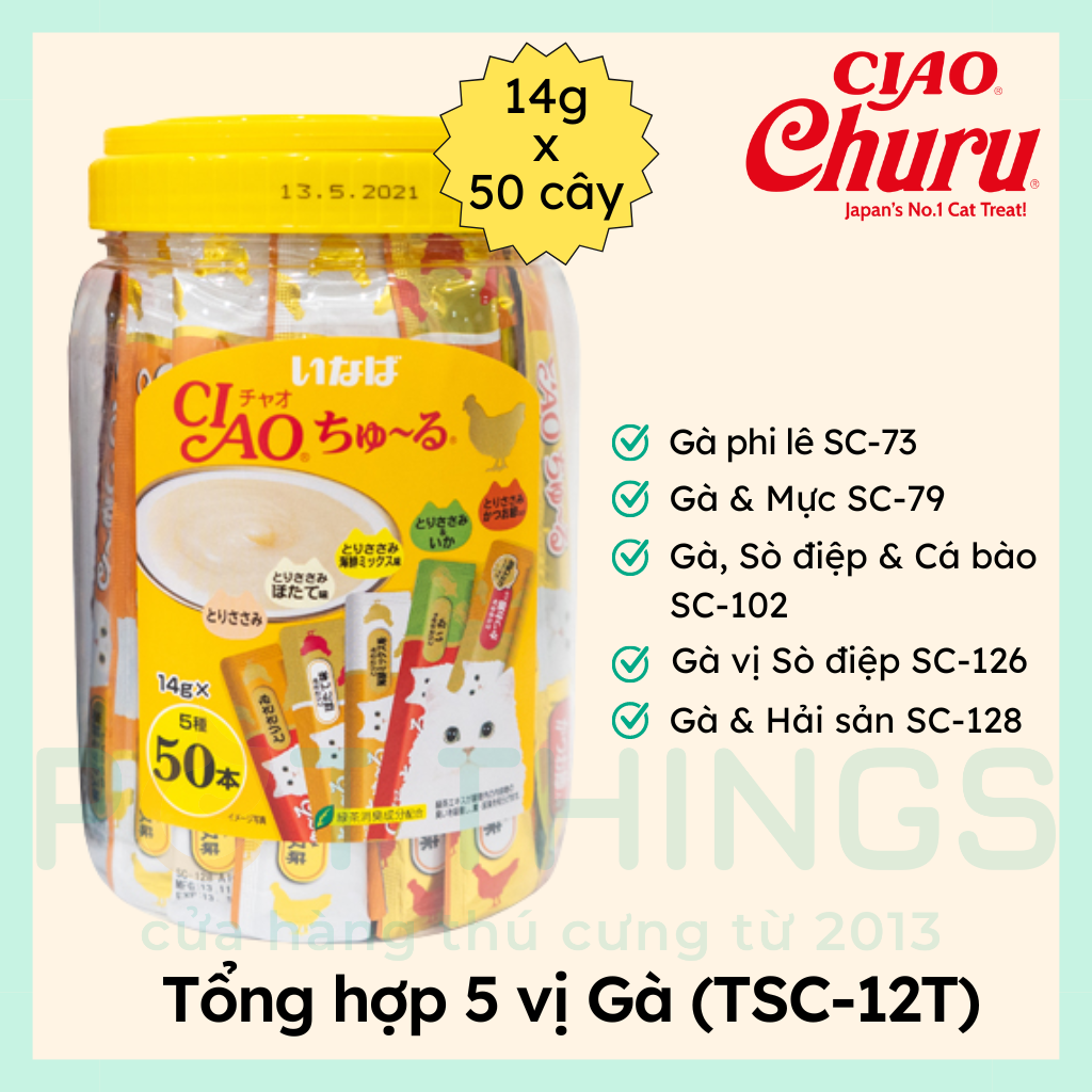 Súp Thưởng Cho Mèo CIAO Churu TSC-12T Chicken 14gx50pcs