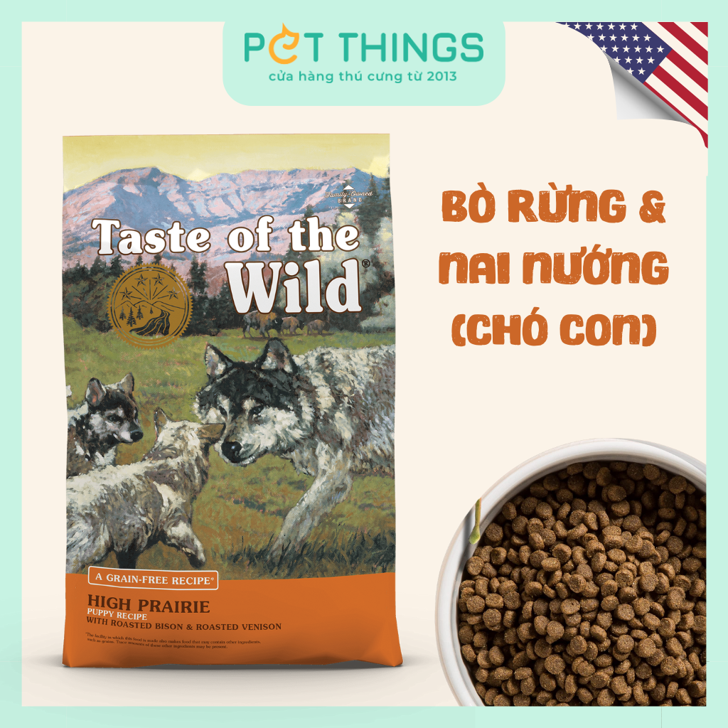 Thức Ăn Hạt Taste of the Wild High Prairie Puppy Cho Chó Con, Bò & Nai