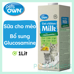 Sữa pha sẵn Pets Own Cat & Kitten Milk cho mèo bổ sung Glucosamine 1L