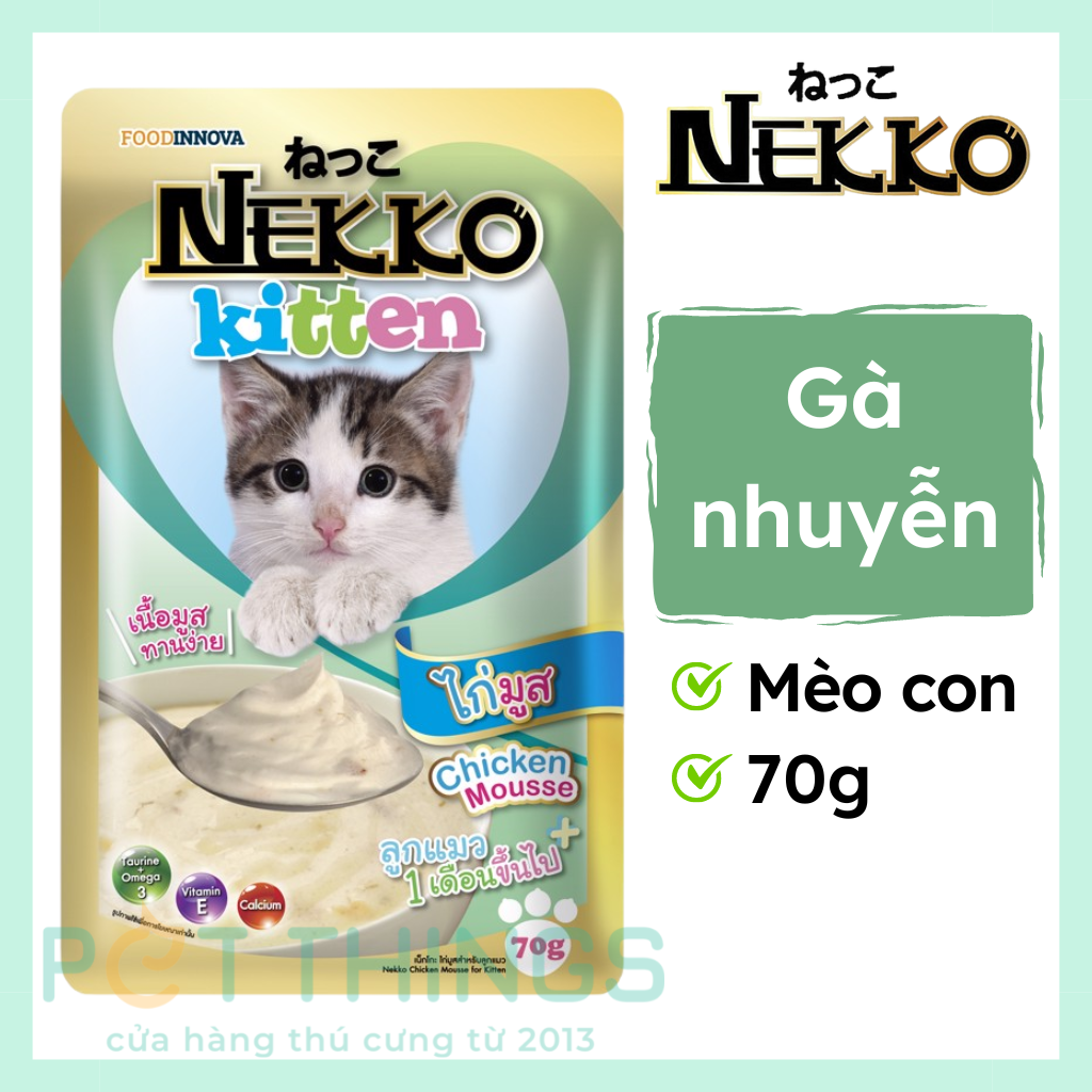 Pate mèo con Nekko Kitten Chicken Mousse 70g