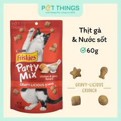 Friskies Party Mix Gravy-licious Chicken Bánh Thưởng Cho Mèo Vị Gà Nấu Sốt