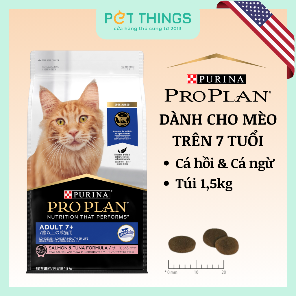 Thức Ăn Hạt PRO PLAN Adult 7+ Cho Mèo Trên 7 Tuổi, Túi 1.5kg