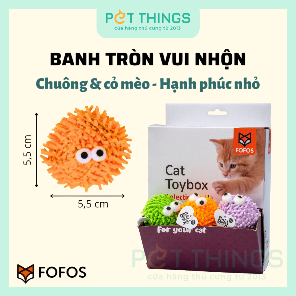 FOFOS Toy Box Cat Bell Balls - Đồ Chơi Banh Catnip Có Chuông Cho Mèo (1 trái)
