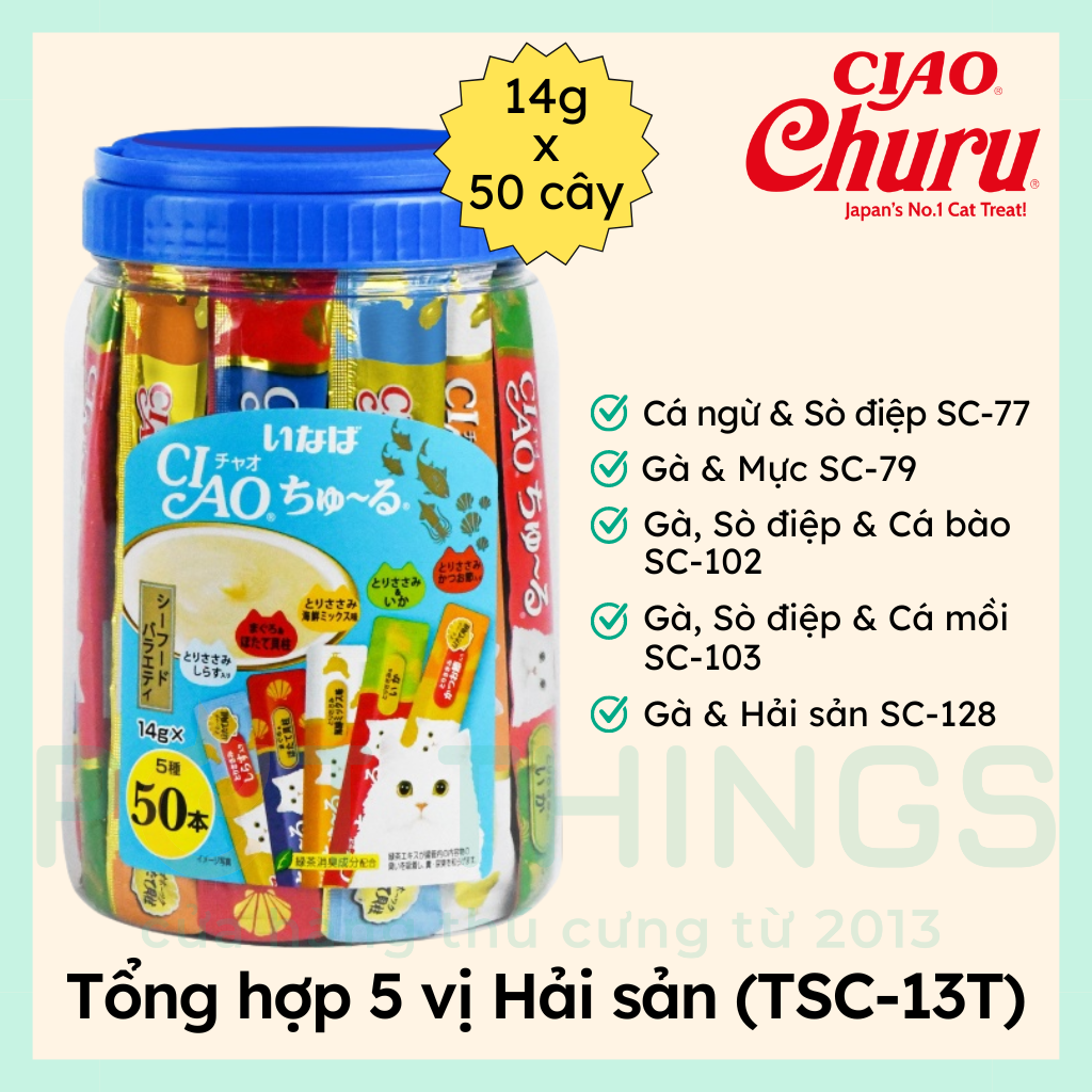 Súp Thưởng Cho Mèo CIAO Churu TSC-13T Seafood Variety 14gx50pcs