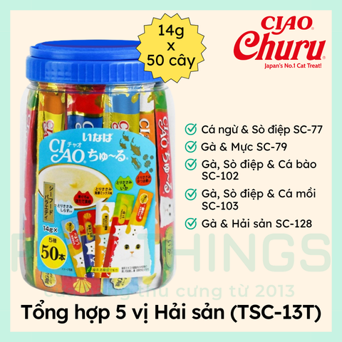 Súp Thưởng Cho Mèo CIAO Churu TSC-13T Seafood Variety 14gx50pcs