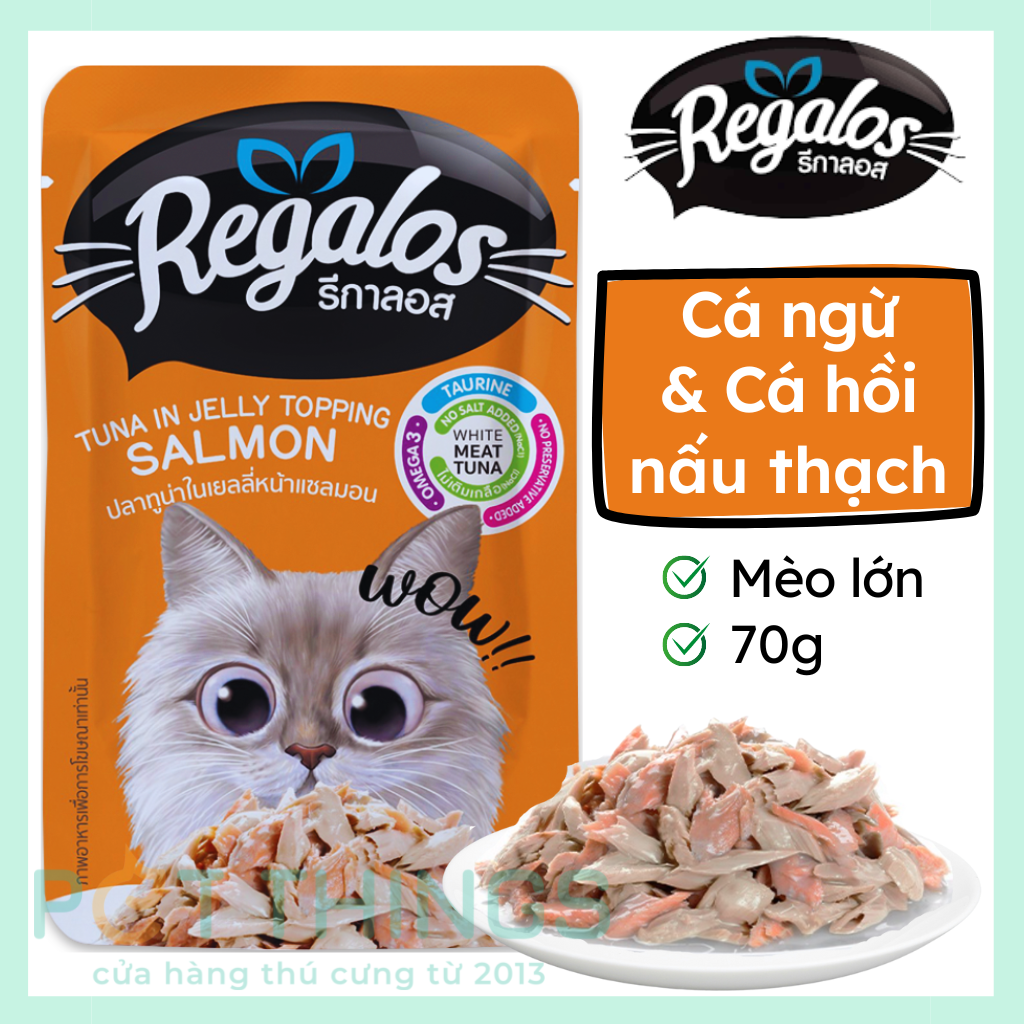 Pate mèo Regalos Tuna in Jelly Topping Salmon 70g