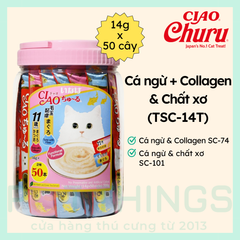 Súp Thưởng Cho Mèo CIAO Churu TSC-14T Tuna With Collagen & Fiber 14gx50pcs