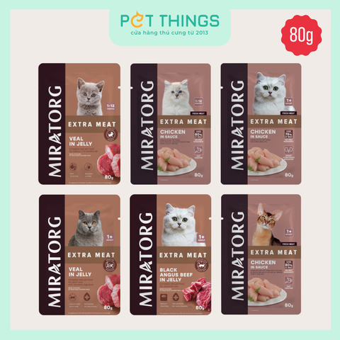 Thức ăn Ướt Cho Mèo MIRATORG EXTRA MEAT Thịt Gà, Gói 80g