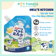 Hell's Kitchen Sữa Bò Tươi Không Lactose Cho Chó Mèo, Túi 200ml