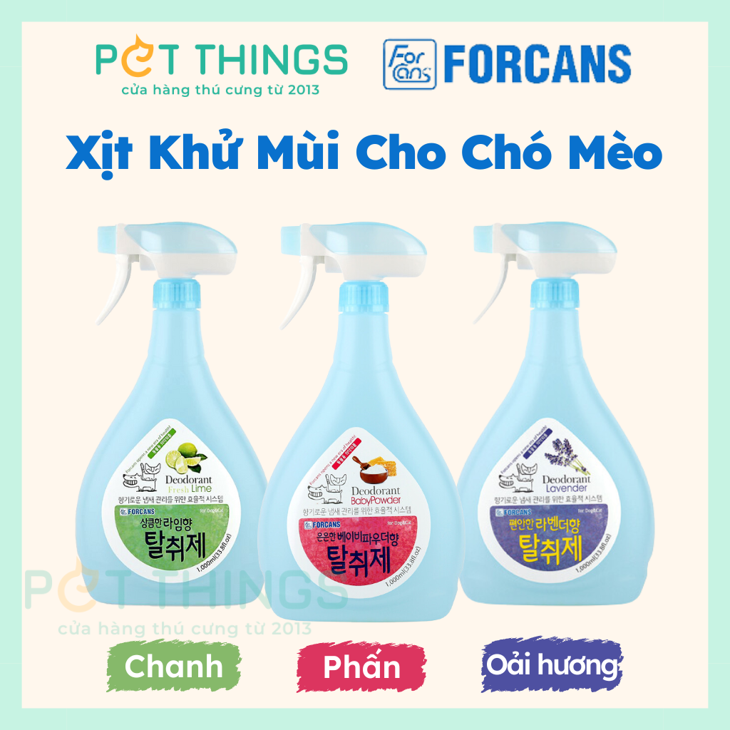 Xịt Khử Mùi Cho Chó Mèo Forcans Deodorant 1000ml