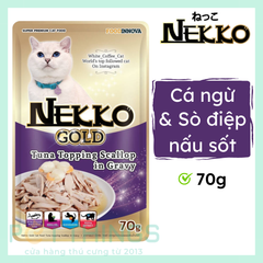 Pate mèo Nekko Gold Tuna topping Scallop in Gravy 70g