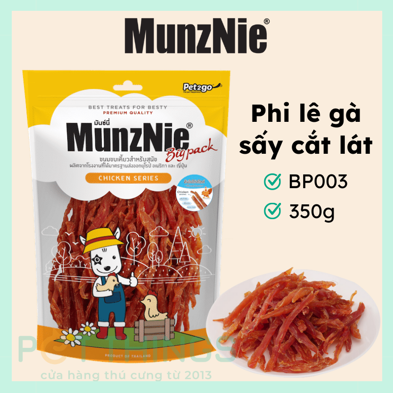 Snack Chó Munznie BP003 Phi Lê Gà Sấy Cắt Lát 350g