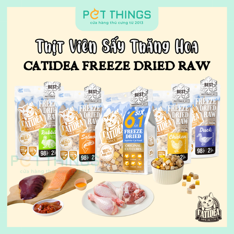 Thức Ăn Thịt Viên Sấy Thăng Hoa Cho Mèo Catidea Freeze Dried 100g