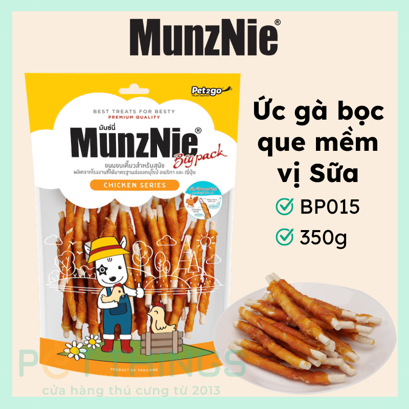 Snack Chó Munznie BP015 Ức Gà Bọc Que Mềm Vị Sữa 350g