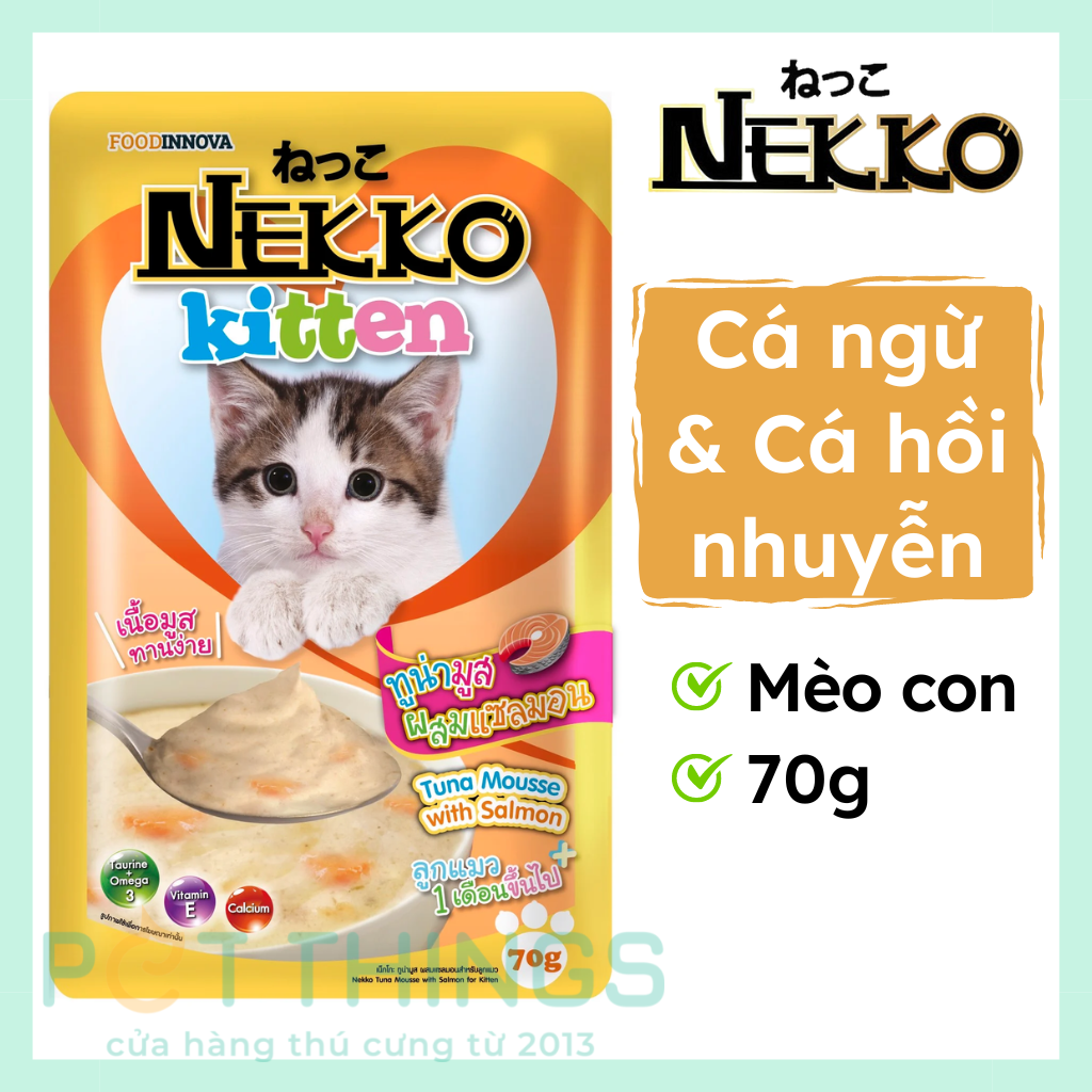 Pate mèo con Nekko Kitten Tuna Mousse with Salmon 70g