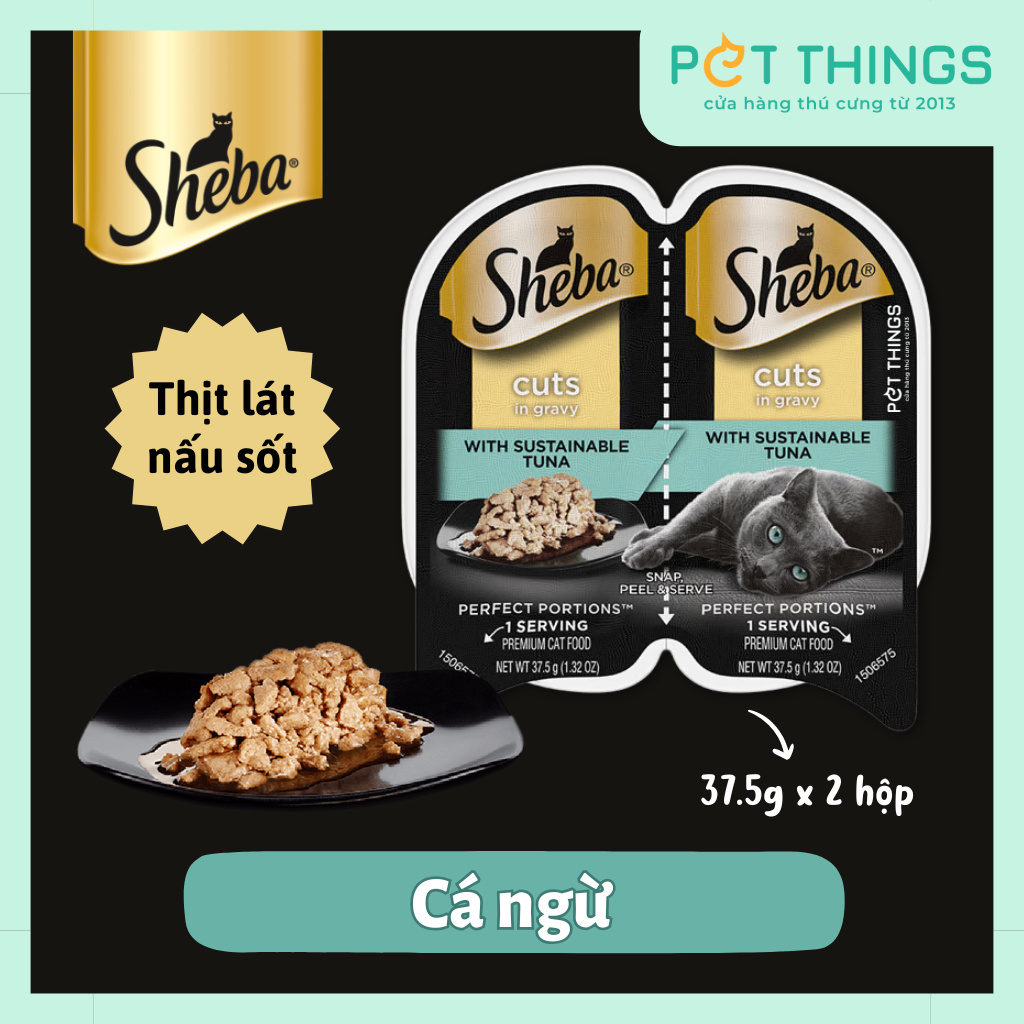 Pate Mèo Sheba Perfect Portions Cuts In Gravy Signature Tuna 37.5gx2