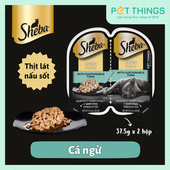 Pate Mèo Sheba Perfect Portions Cuts In Gravy Signature Tuna 37.5gx2