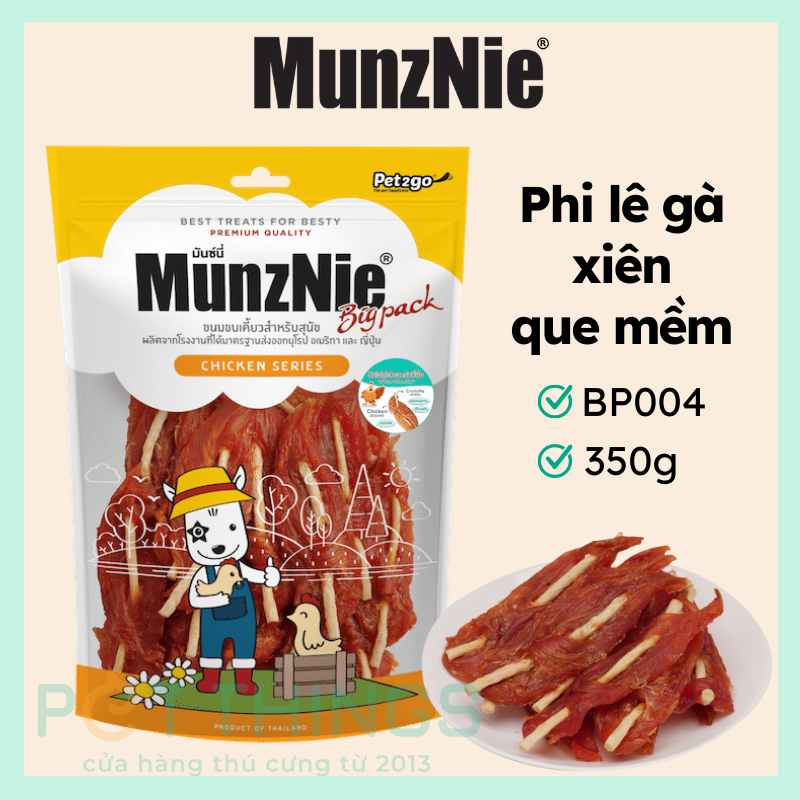 Snack Chó Munznie Phi Lê Gà Xiên Que Mềm 350g