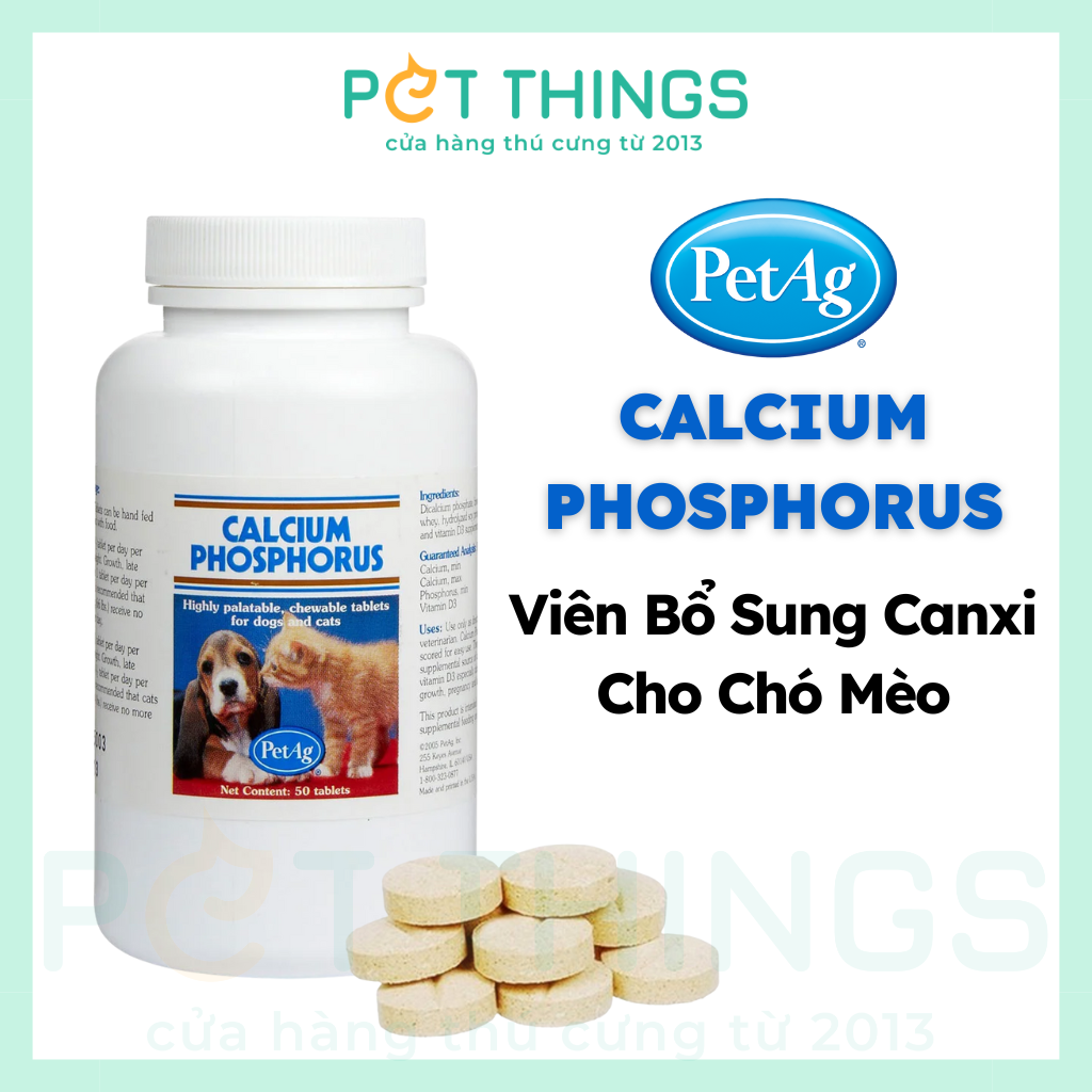 PetAg Calcium Phosphorus Viên Bổ Sung Canxi Cho Chó Mèo